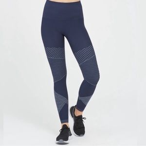 SPANX Look at Me Now Seamless Moto Leggings Indigo Sky Sz XL